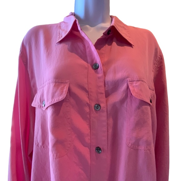 Sag Habor Hot Pink Button Down Shirt Long Sleeves Buttons To Roll Them Up XL - Picture 3 of 7